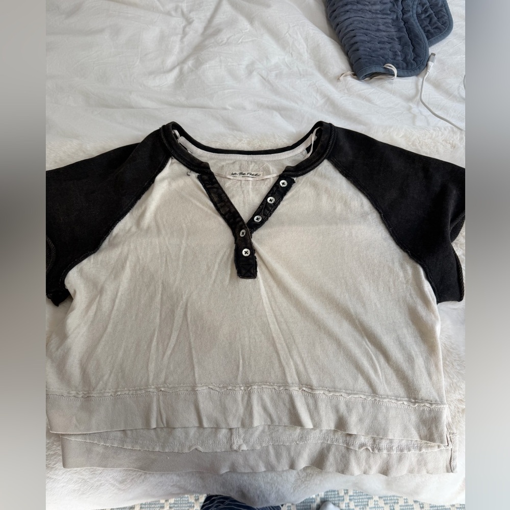 free people color block henley tshirt